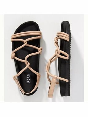 ROAM Anthropologie Linky Sandals Beige Braided Straps